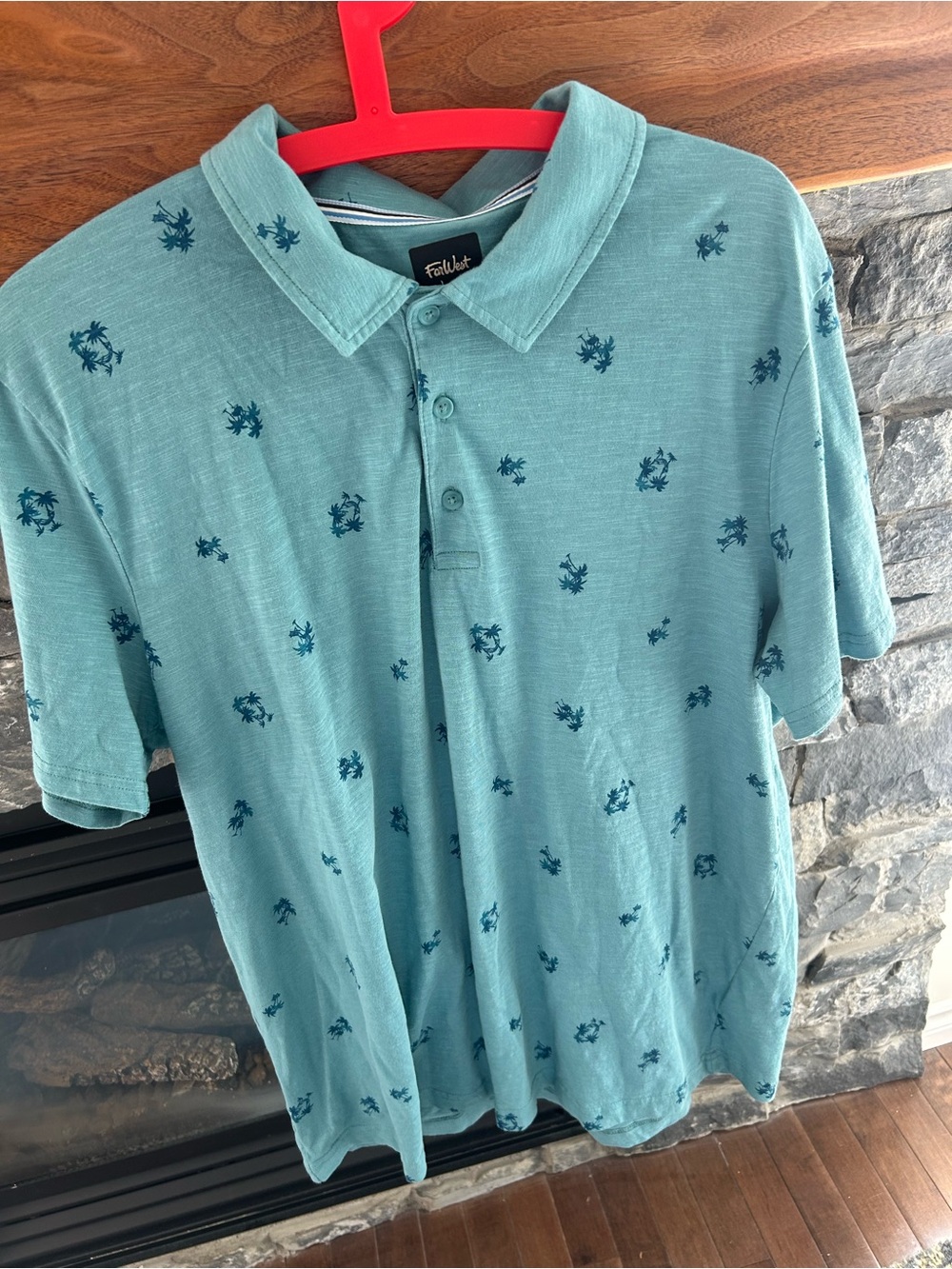 FarWest  Men's Teal Polo Shirt with Subtle Navy Print